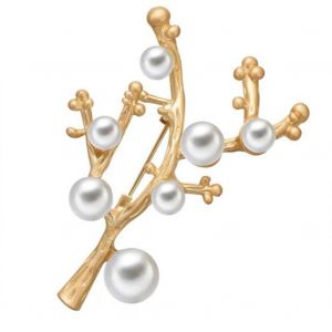 Femmes Alliage Plaqu&eacute; Or Zircon Faux Perle Broche Poitrine Accessoire De Bijoux F&eacute;minins - Neuf