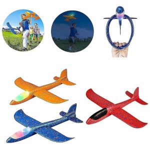 2 Pack Led Light Airplane Throwing Foam Plane Flight Mode Glider Plane Flying Toy For Kids Cadeaux Pour 3-9 Ans - Neuf