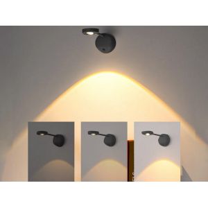 Applique Murale Led Sans Fil &Agrave; D&eacute;tecteur De Mouvement, Rechargeable Par Usb, Noire - Neuf