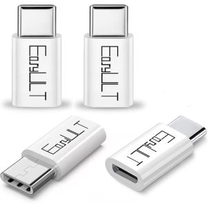 KALANKA-USB C Adaptateur, Adaptateur USB Type C vers Micro USB(4-Pièces) Connecteur pour Samsung S8,Huawei P9,One Plus 3/2,MacBook Pro 2016,Google Chromebook Pixel, et d'autres avec USB C(Blanc) - Neuf