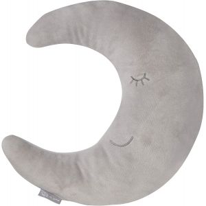 Eryi-Coussin Décoratif Pour Chambre D'enfant En Forme De Lune Style - 30 X 25 Cm - Oreiller Bébé En Peluche - Visage Souriant Brodé - Gris Argenté - Neuf