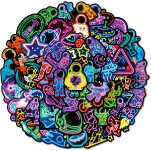Acdsgd-Lot De 112 Autocollants N&eacute;on Astronautes Pour Enfants, D&eacute;coration D'ing&eacute;nierie Spatiale, Dessins De Bande Dessin&eacute;e, Adapt&eacute;s Pour Valises, Skateboards, Cahiers, Ordinateurs Portables, Guitares, Tasses - Neuf
