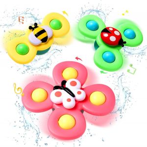 Lot De 3 Toupies À Ventouse Pour Bébé De 1 À 3 Ans, Jouets Sensoriels, Jouets D'éveil, Jouets Pour Baignoire, Chaises De Salle À Manger, Cadeaux D'anniversaire Pour Bébé. - Neuf