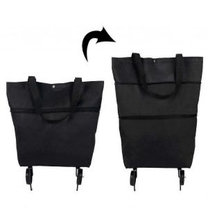 Chariot De Supermarché Pliable 2 En 1 Sac À Provisions Pliable À Fermeture Éclair En Deux Étapes Avec Roues Pliable - Neuf