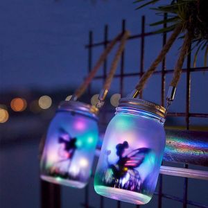 2 Pi&egrave;ces Lanterne Solaire Exterieur, F&eacute;e De Papillon Dans Un Bocal, Lampe De Jardin Solaire Led &Eacute;tanche &Agrave; Suspendre, &Eacute;tanche Ip65 D&eacute;coration Pour Jardin, Int&eacute;rieur Et Ext&eacute;rieur (Rgb) - Neuf