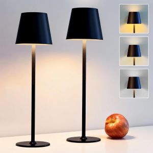 Subzonal-2 Pi&egrave;ces Lampe De Table &Agrave; Batterie Led Dimmable,2700k/3600/5000k 3 Temp&eacute;rature De Couleur Lampe De Table Sans Fil Tactile Avec Usb-C,Lampe De Chevet Tactile Rechargeable(Noir) - Neuf