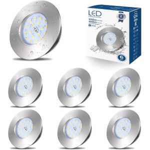 Kal-Spot Led Encastrable Salle De Bain 5w,6x Spot Extra Plat Ip44 Étanche,Blanc Froid 6000k,Trou 60-68mm,Luminaire De Plafond 220v 500lm Pour Cuisine Salon - Neuf