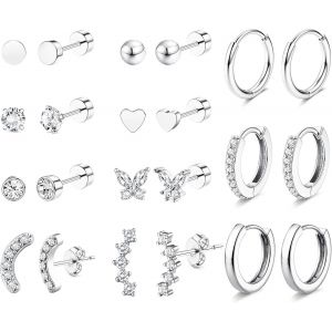 11 Paires Boucle D'oreille Femme Acier Inoxydabler Piercing Cartilage Boucles D'oreilles En Or 18k Piercings D'oreille Ensembles De Boucles D'oreilles Pour Plusieurs Piercing Oreille.[X2408] - Neuf