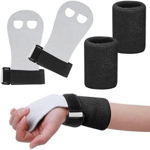 Gants De Pr&eacute;hension Pour Enfants - Aucune - Gants En Cuir Et Bandages De Poignet - Protection Paumes Pour Gymnastique/Barre(Noir,L) - Neuf