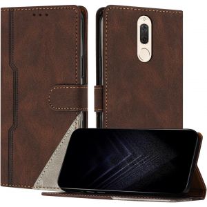 Kal-Étui Pour Huawei Mate 10 Lite, Housse En Cuir Pu Avec [Protection Antichoc Tpu] [Fonction Support] [Porte-Cartes ] Antichoc Magnétique Coque Pour Huawei Mate 10 Lite - Marron - Neuf