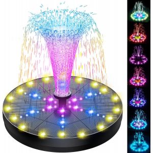 meimie-4W Fontaine Solaire 60 Leds Colorée,2025 Upgraded Solaire Flottant Extérieur Fontaine Pompe Bassin Solaire Avec 8 Buses Pour Bain D'O Aux,Étang,Piscine,Jardin Fontaine,Décoration De Jardin - Neuf