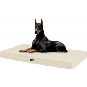 Lit Orthopédique Pour Chien De 10 Cm D'épaisseur - Pour Chiens De Taille Moyenne Et Grands Chiens - Tapis Amovible Et Lavable - Dessous Antidérapant - Doublure Imperméable - 112 Cm - Beige - Neuf