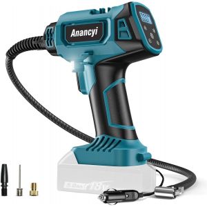 Compresseur sans fil pour batterie Makita 18 V - Compresseur d'air &eacute;lectrique sans fil - Pompe &agrave; air pour v&eacute;lo/voiture/ballon 160 PSI - Bloc d'alimentation de voiture 12 V - Arr&ecirc;t automatique - Neuf