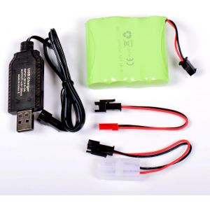 Pack Batterie Ni-Mh 4,8 V 2 400 Mah 58X52X15 Mm Avec Câble De Charge Usb Et Connecteur Fiche Sm 2P Ket Jst E3E2 - Neuf