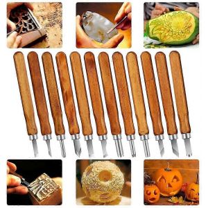 Couteau &Agrave; Sculpter Le Bois,12 Set Sk2 Kit D'outils De Sculpture Sur Bois En Acier Au Carbone Fait &Agrave; La Main - Neuf