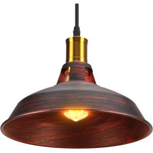 Kal-Suspension Lustre Industrielle Vintage Luminaire Plafonnier E27 Salon Abat-Jour Plafond En Métal Rétro Style Nordique Design Câble Réglable (Rouillé, 1pcs) - Neuf