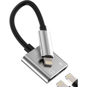 THEF-Adaptateur Jack Lightning Pour IPhone 14 13 Pro Max(2 en 1)prise Double écouteurs Et Chargeur Câble Connecteur Pour Apple Casque Audio AUXiliaire Musique Splitter Pour IPad Accessoire Voiture Ta - Neuf