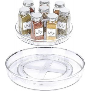 Cmwx-2 Pi&egrave;ces Plateau Tournant 360&deg;, Lazy Susan Plateau Porte-&Eacute;pices Rond Rangement Epices Rotatif, Cuisine Organisateur D'&eacute;tag&egrave;re De Placard Pour R&eacute;frig&eacute;rateur, Cuisine, Salle De Bain (27+23.5cm) - Neuf