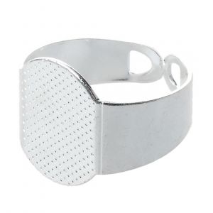 10 Pcs 15 Mm Argent Artisanat Ovale R&eacute;glable Anneau Titulaire - Neuf