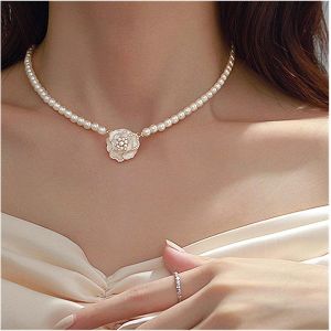 Kal-Collier De Perles De Bohème Collier Pendentif Fleur Blanche Collier Ras De Cou Perle Camélia Collier Perle Camélia Bijoux Pour Femmes Et Filles Cadeaux - Neuf