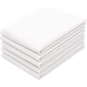 ERYI-Set De 5 Torchons, Coton, 50X75 Cm, Blanc - Neuf