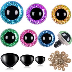 MEVRONISSHOP-90 Pi&egrave;ces 12-30 mm Yeux de S&eacute;curit&eacute; et Nez de S&eacute;curit&eacute;, Yeux de Poup&eacute;e en Plastique Yeux Crochet avec Rondelles pour DIY, Jouet &agrave; Crochet et Poup&eacute;e d'Animaux en Peluche - Neuf