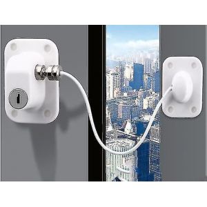 Verrous De S&eacute;curit&eacute; Pour Fen&ecirc;tres, Lot De 2, Autocollants, Limiteur De Vitesse Pour B&eacute;b&eacute; Avec Cl&eacute;, Verrou De S&eacute;curit&eacute; Pour Fen&ecirc;tre Pvc, C&acirc;ble De S&eacute;curit&eacute; Pour Enfants Et Animaux Domestiques - Neuf