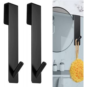 2 Pièces Crochets de Porte de Douche-Crochets de Suspension pour Serviettes Sans Perçage-Crochet douche,Crochets de porte pour portes de douche en verre sans cadre(17,8cm) - Neuf