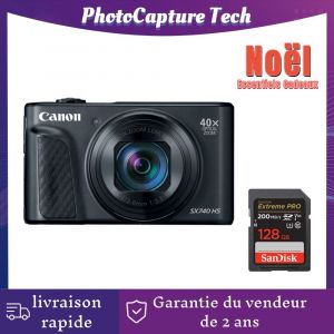 Canon PowerShot SX740 20.3 mpix Noir + Sandisk 128 Go 200Mb - Neuf