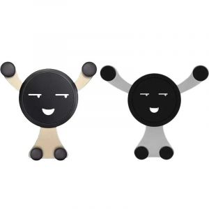 Support De T&eacute;l&eacute;phone Portable Par Gravit&eacute; Pour Voiture,1 &Agrave; 3 Pi&egrave;ces,Clip De Ventilation,Support De Visage Souriant,Support Gps Pour Iphone Pro Max Xiaomi Samsung.Golden-White. - Neuf