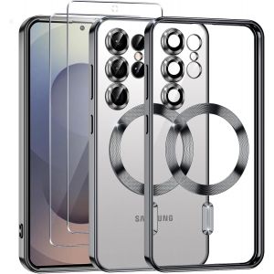 LORANKA-Coque Magn&eacute;tique pour Samsung S25 Ultra 5G avec 2 Pi&egrave;ces Verre Tremp&eacute;, Compatible avec MagSafe, R&eacute;sistante aux Rayures, R&eacute;sistante aux Chocs, Mince et Transparente, Noir - Neuf