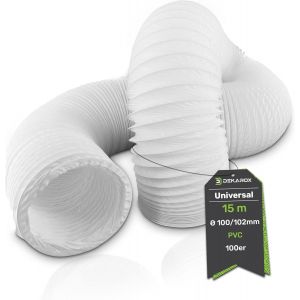Tuyau d'&eacute;vacuation d'air en PVC - 15 m - Diam&egrave;tre : 100/102 mm - Flexible - Pour climatisation, s&egrave;che-linge, hotte aspirante - Neuf