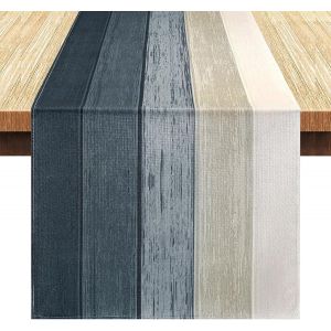 Eryi-Chemin De Table Dégradé Gris, Nappe Moderne Lavable, Centre De Table Decorative Champetre, Chemin De Décoration Table Aspect Lin, Pour Decoration Cheminée Table À Manger, 40x140cm - Neuf