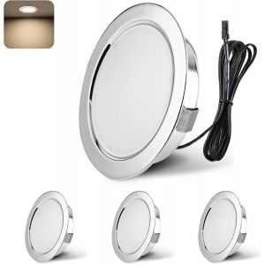 ERYI-Spot Led Encastrable, Spot Led 12V 4000K Blanc Neutre Dimmable, 3W Extra Plat Spot Encastrable, Trou 55-58Mm Aluminium Plafonnier Spot Avec Câble De 2M, Lot De 4, Chrome - Neuf
