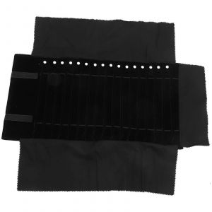 Noir Multifonction Luxe Flanelle Bijoux Rouleau Sac Bague Pliable Sac De Rangement Boucles D'oreilles Collier Rouleau Organisateur Pochette - Neuf