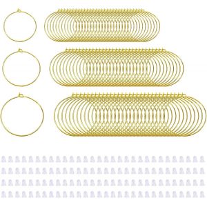 Kalhx-Lot De 120 Créoles En Acier Inoxydable-3 Tailles-Avec Stoppeurs-Accessoires De Bijoux Faits À La Main Pour Femmes Et Filles - Neuf