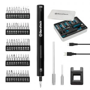 Tournevis De Electrique Led 55 En 1 Duratech, Kit D'outils De Reparation Avec 50 Embouts Magnetiques, Rechargeable Avec Usb Pour La Reparation De Ordinateurs, Portables, Montres - Neuf