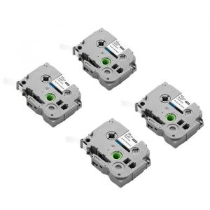 Lot de 4 Rubans d'&Eacute;tiquetage-Duoku-12 mm-Noir sur Blanc-Compatibles avec La Plupart des &Eacute;tiqueteuses P-Touch - Neuf