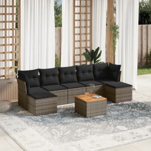 Prolenta Premium - Salon De Jardin 8 Pcs Avec Coussins Gris R&eacute;sine Tress&eacute;e - Neuf