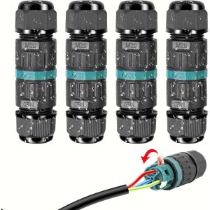 Connecteur &Eacute;lectrique &Eacute;tanches IP68 - Raccord de Cable 3 Fils Bo&icirc;te de Derivation &Eacute;tanche &Eacute;xterieur, Domino Etanche Bo&icirc;te de Jonction pour C&acirc;ble &Oslash; 5 &agrave; 9 mm (4 Pcs) - Neuf