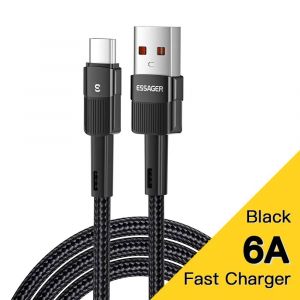 Essager-C&acirc;ble Usb Snaptype C Pour Recharge Rapide Et Transfert De Donn&eacute;es,Cordon De Chargeur 66w Pour Huawei P40 Pro P30 Et Samsung S21 Ultra S20-0,5 M-Black - Neuf