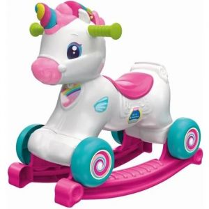 Licorne &agrave; bascule et &agrave; roues - Clementoni - Rose - Capteur de caresse et d&eacute;tecteur de mouvement - Neuf