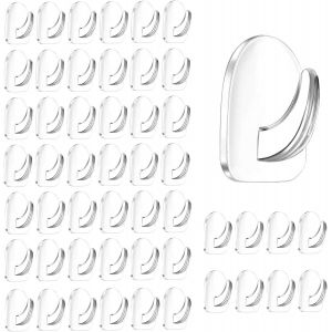 50 Pièces Crochets Muraux Autocollants Transparents,Crochets Adhesifs Transparents s,Crochets Transparents sans Couture,Transparent Crochet Adhésif pour Salle de Bain,Cuisine,Toilette - Neuf