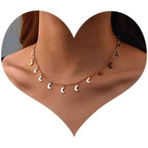 Kal-Collier Bohémien Lune Pendante Collier Ras Du Cou Pendentif Lune En Or Collier Croissant De Lune Collier Pendante Lune Minuscule Bijoux Pour Femmes Et Filles - Neuf