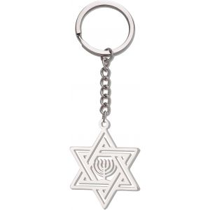 Kal-Porte-Clés Étoile De David Pour Les Femmes Hommes Juif Étoile Menorah Porte-Clés En Acier Inoxydable Hanoukka Porte-Clés Bijoux Religieux - Neuf