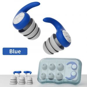 Euty-Ensemble De Bouchons D'oreilles En Silicone Pour Dormir Et Nager,Réduction Du Bruit,Insonorisé,Annulation,Écouteurs Muets Pour Un Meilleur Repos Et Un Bloc D'eau-Blue - Neuf