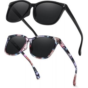 BNHGO-Lot de 2 lunettes de soleil polarisées pour femme Protection UV400 Lunettes de soleil carrées élégantes pour conduite - Neuf