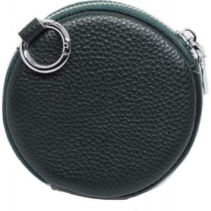 CAUC-Petit portefeuille rond en cuir - Porte-monnaie pour cartes, pi&egrave;ces de monnaie et petites choses, porte-monnaie avec mousqueton, porte-monnaie, vert, Porte-monnaie - Neuf