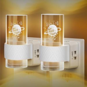 Subzonal-Veilleuse Prise Electrique Avec Capteur Cr&eacute;pusculaire, Led Veilleuse Dimmable 0-100 Lm 3000k Lumi&egrave;re Chaude Acrylique Applique Murale Int&eacute;rieure Chambre Cuisine Escalier D&eacute;coration, Lot De 2 - Neuf