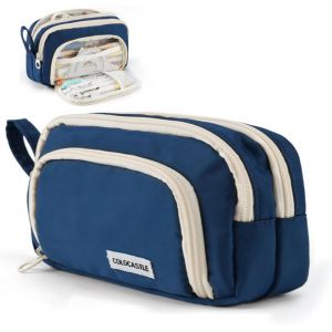 ERYI-Trousse À Crayons, Trousse Scolaire De Grande Capacité Avec 3 Compartiments, Trousse À Maquillage, Scolaires Papeterie Sac À Crayons Pour Étudiants Garçon Fille - Neuf